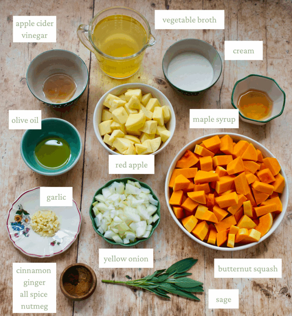 Butternut squash soup ingredients