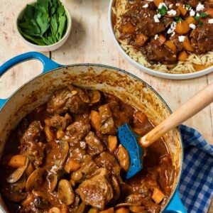 Greek lamb stew plating