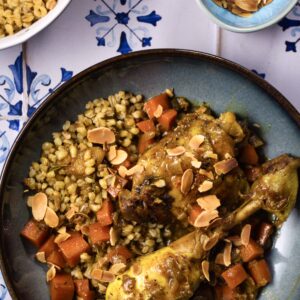 Middle Eastern Chicken Thighs with Apricots, Carrots, and Rosemary