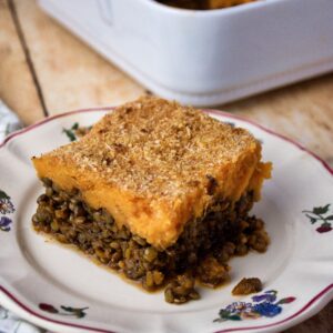 Vegetarian Shepherd's Pie with Lentils, Mushrooms, Sweet Potato